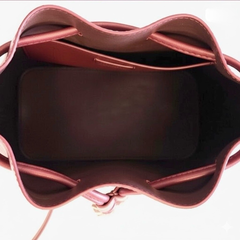 J. Crew Factory Burgundy Drawstring Crossbody Bucket Bag Tassel Maroon Wine - Picture 5 of 8